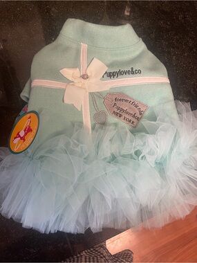 Pet Circle Mint Tulle Dog Dress with Bow